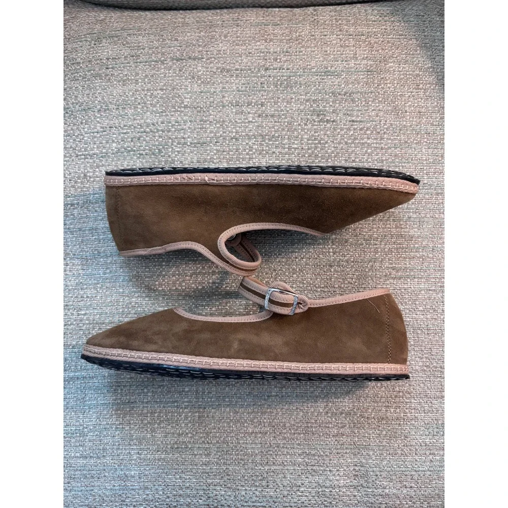 Vibi‎ Venezia Brown Mary Jane Furlane Venetian Flats Shoes Torcello Size 37 US 7